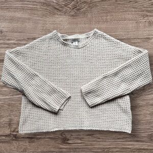 Sincerely Jules Textured Knit Cropped Sweater Cream Oatmeal L Cozy Boxy